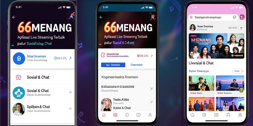 Antarmuka pengguna 66MENANG saat Live Streaming yang menarik dan interaktif.