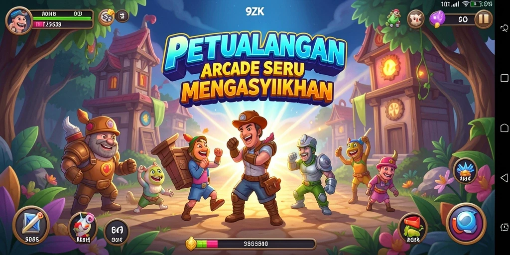 Antarmuka menarik dari game Arcade 9ZK dengan aksi cepat dan grafis jernih.
