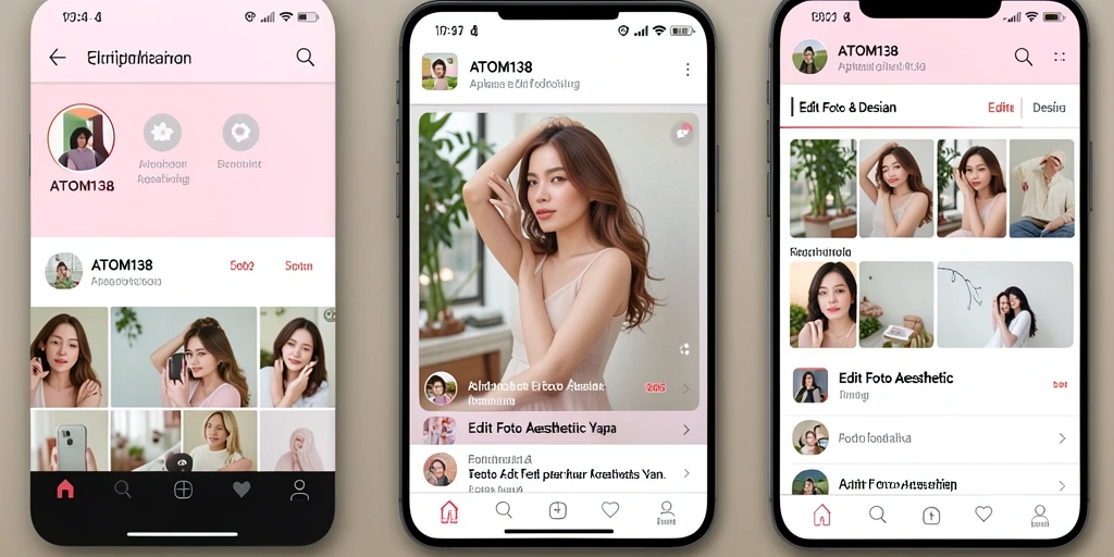 Antarmuka ATOM138 dengan fitur Edit Foto Aesthetic yang menarik.