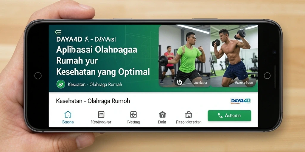 Antarmuka pengguna aplikasi DAYA4D yang intuitif untuk olahraga rumah.