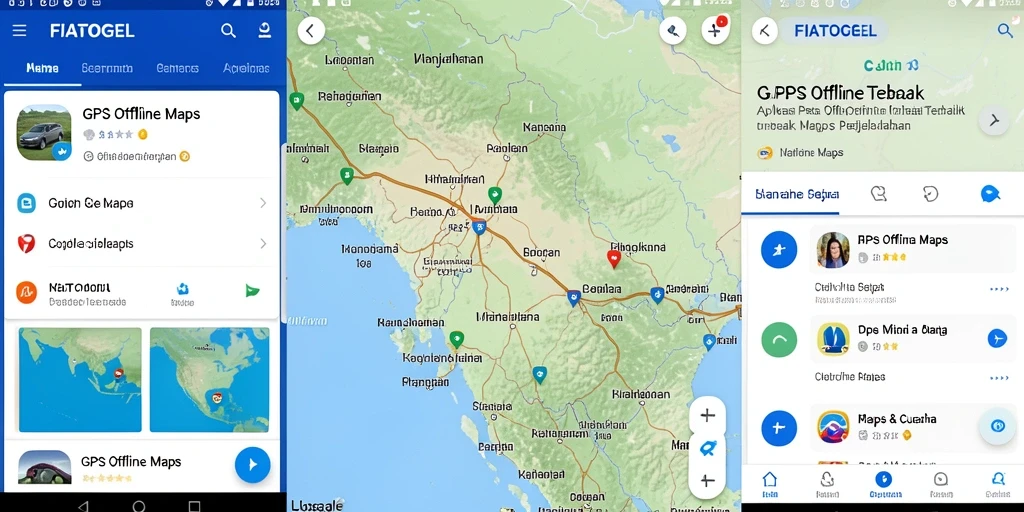 Antarmuka FIATOGEL dengan fitur GPS offline yang user-friendly.
