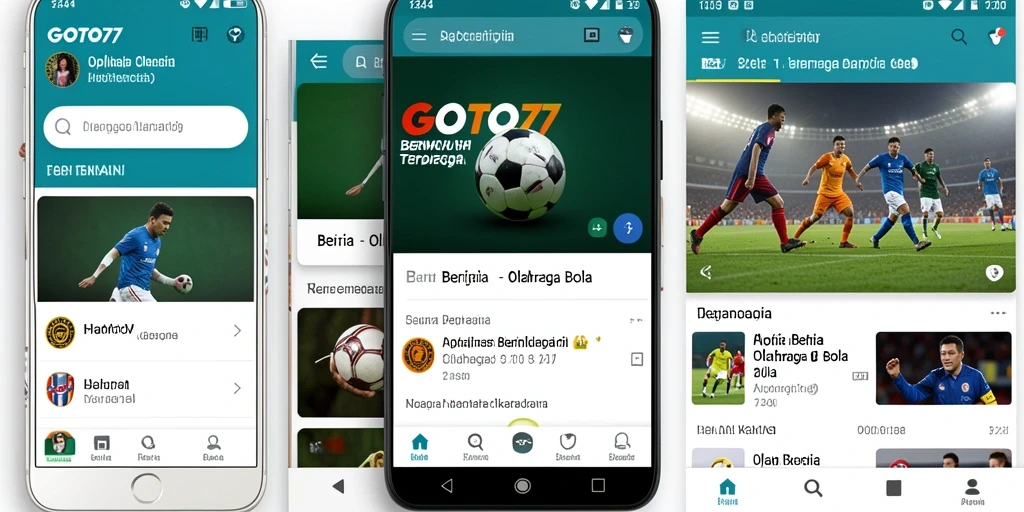 Tampilan antarmuka aplikasi GOTO77 yang menampilkan berita olahraga bola.