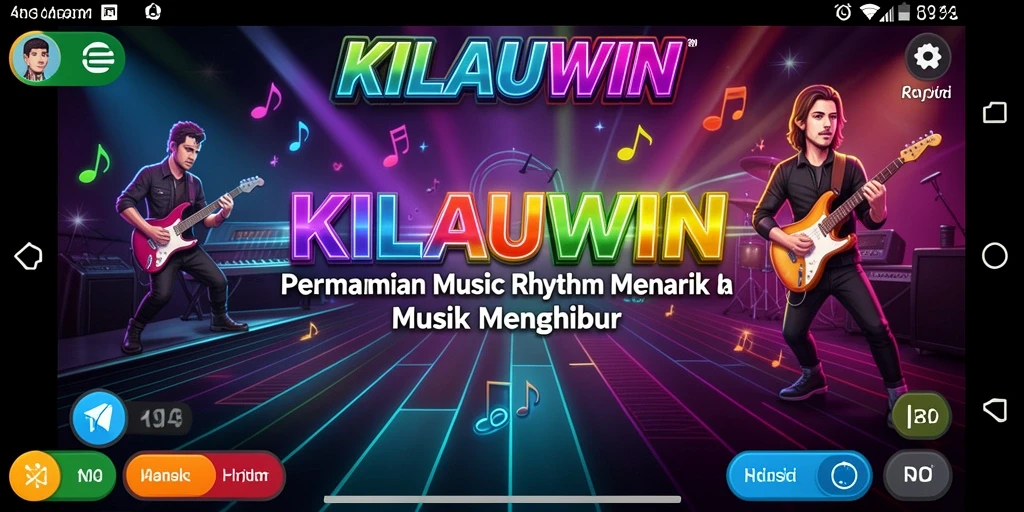 Tampilan antarmuka permainan Musik Rhythm KILAUWIN yang menarik.