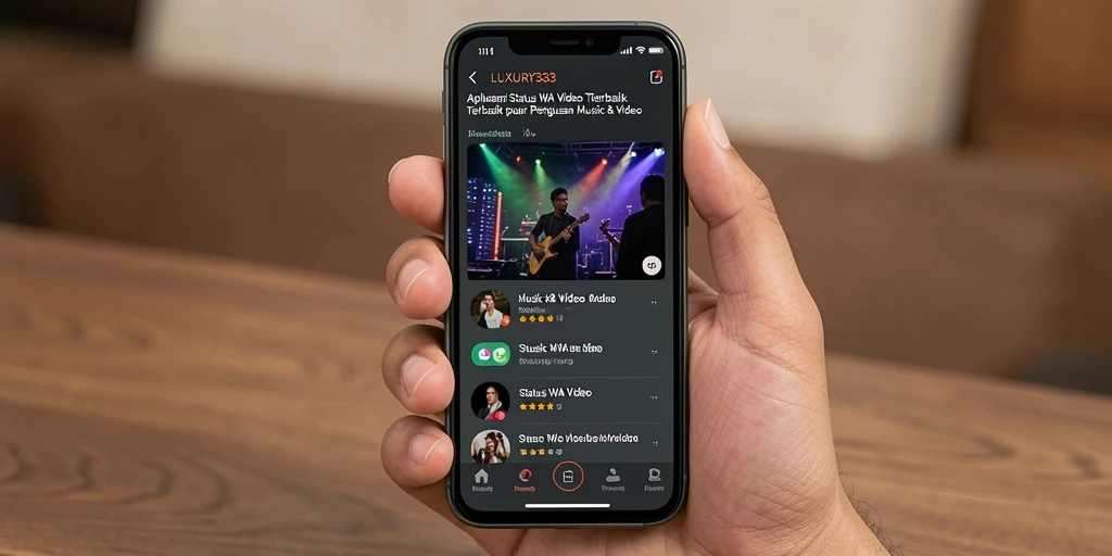 Antarmuka LUXURY333 menampilkan berbagai pilihan video status yang menarik.