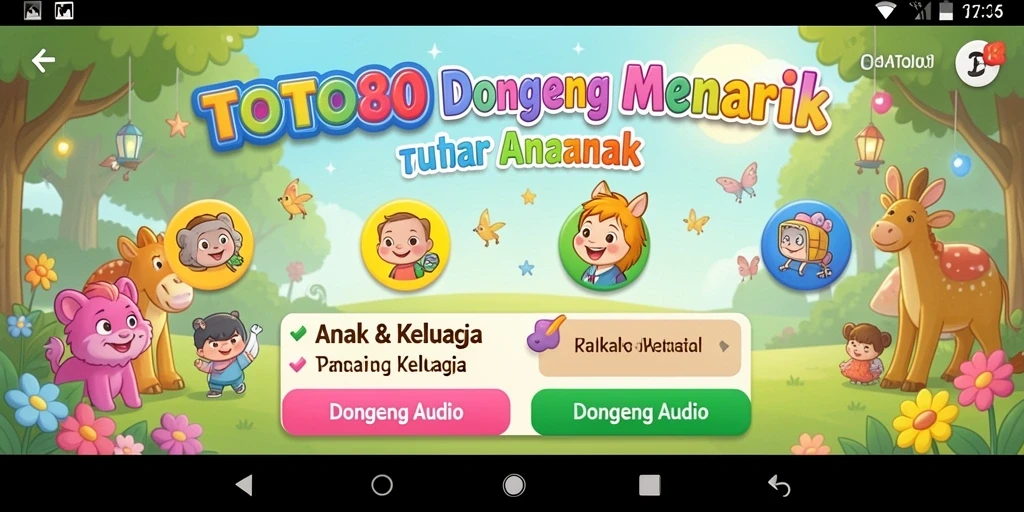 Antarmuka TOTO80 yang ramah anak saat mendengarkan dongeng.
