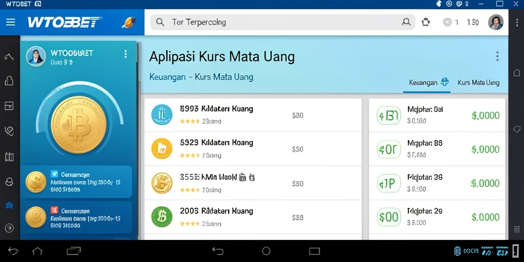 Antarmuka aplikasi WTOBET menunjukkan informasi kurs mata uang dengan jelas dan efektif.
